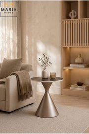 Modern Round Accent Side Table √ê Luxury Pedestal End Table with Marble-Look Top for Living Room & Bedroom