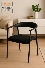 Black Modern Armchair with Curved Back and Fabric Seat Ð Stylish Dining or Office Chair