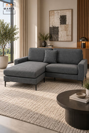 Large Dark Grey L-Shaped Sectional Sofa with Chaise Lounge, Soft Cushioned Seating, Modern Contemporary Design for Living Room, Lounge & Apartment