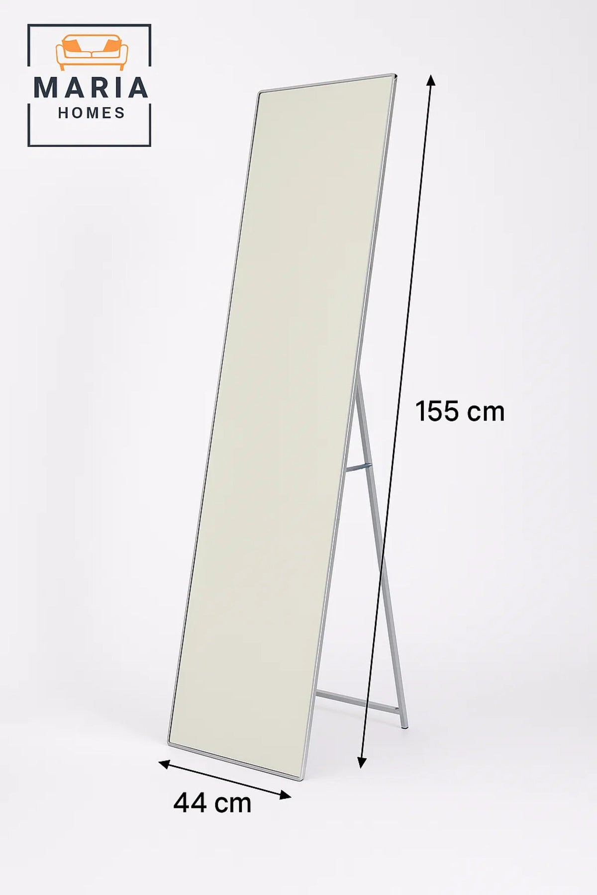 Full-Length Standing Mirror 155x44 cm Ð Silver Frame Floor Mirror for Bedroom & Dressing Room