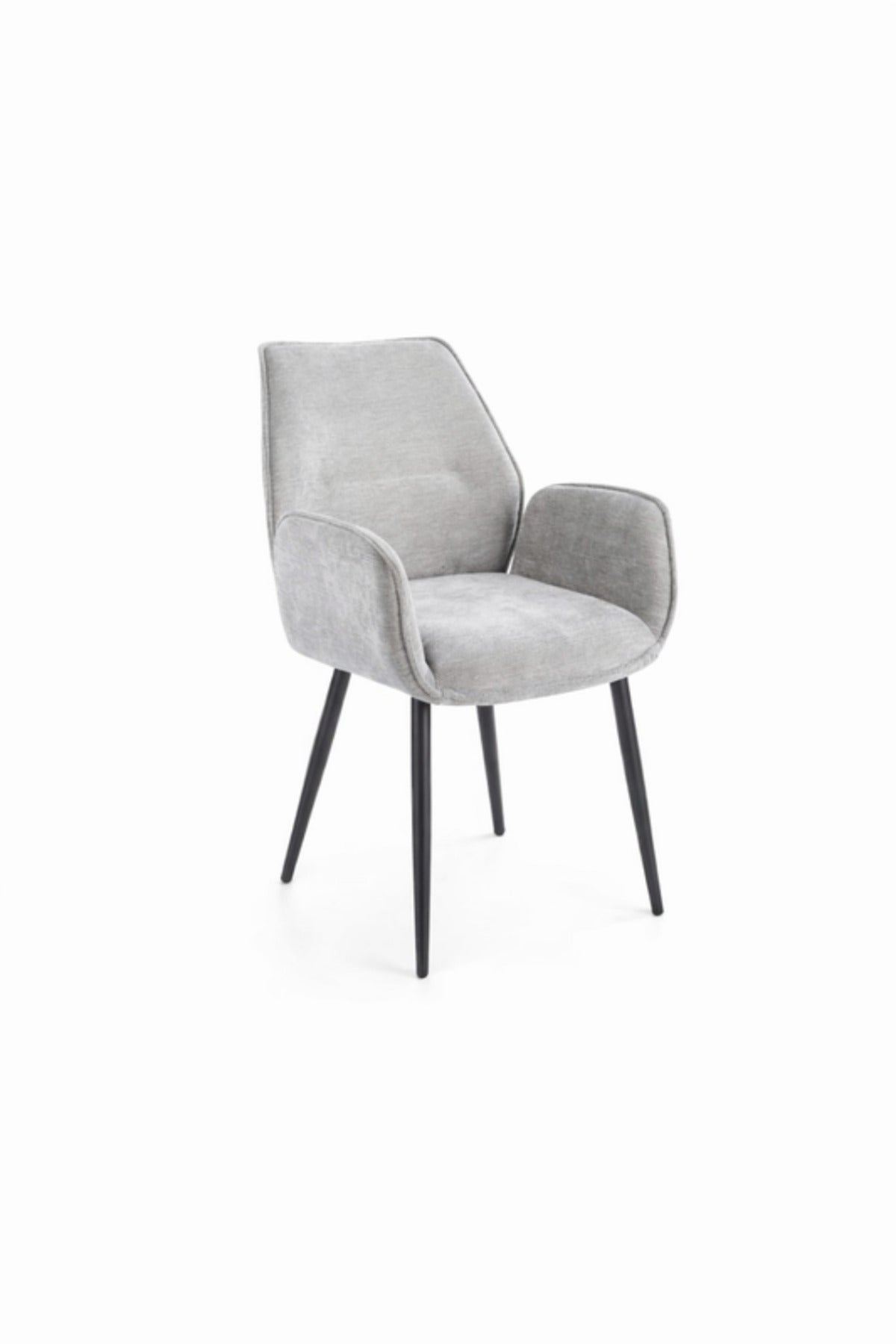 Light Grey Armchair with Black Metal Legs, 91x47x49 CM