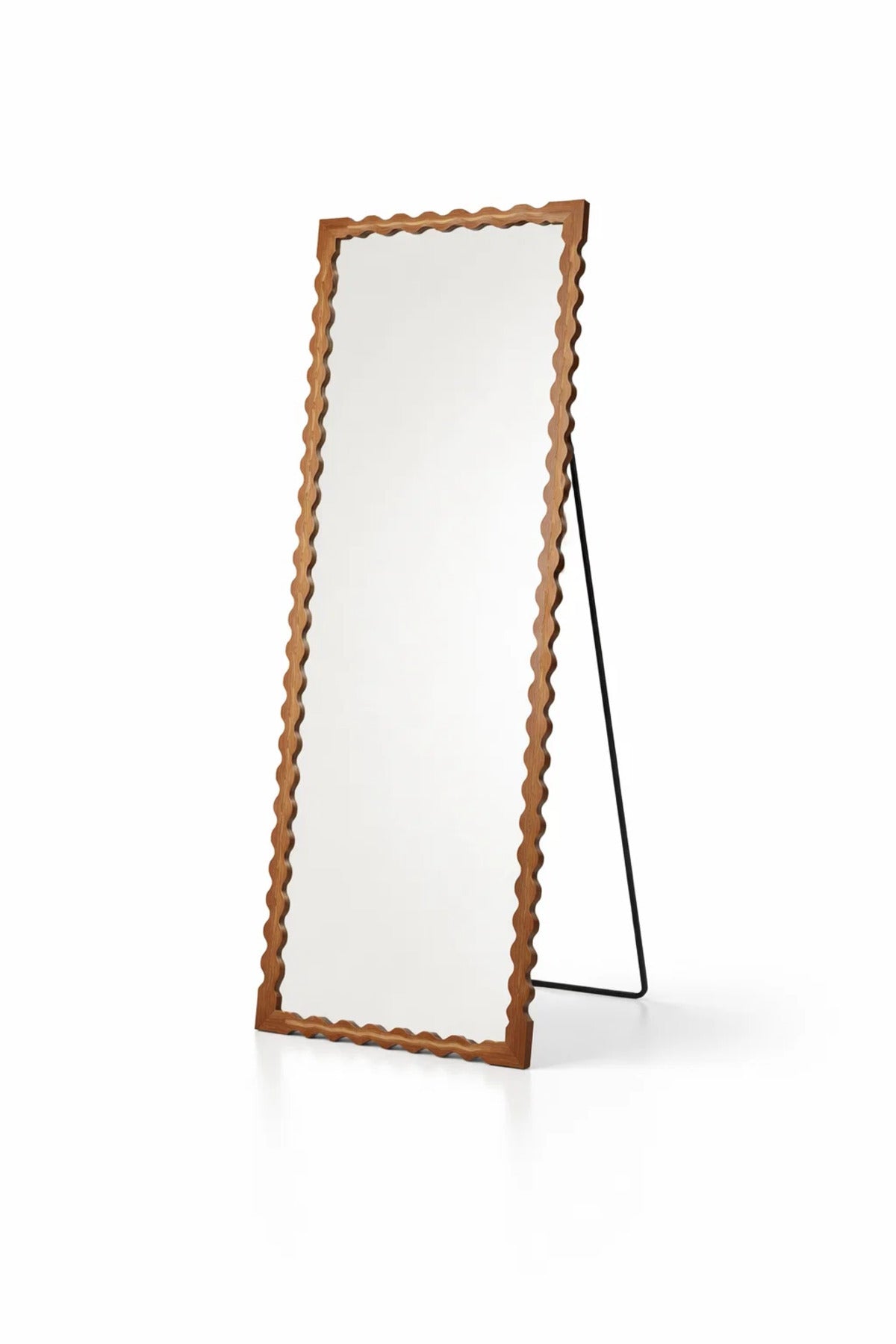Full Length Mirror Walnut Natural Wavy Frame 160x60cm Bedroom Decor