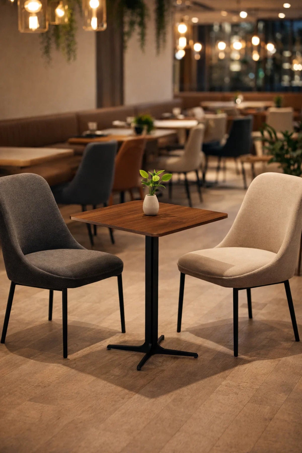Modern Brown Coffee Table with Black Base, 70x70x75 CM modern brown coffee Dinner