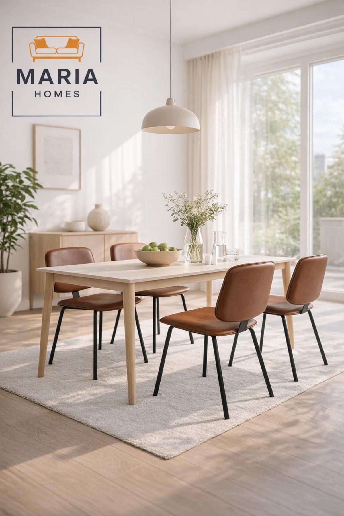 Brown Dining Chair, Modern Comfortable Chair, Sturdy Metal Frame Chair