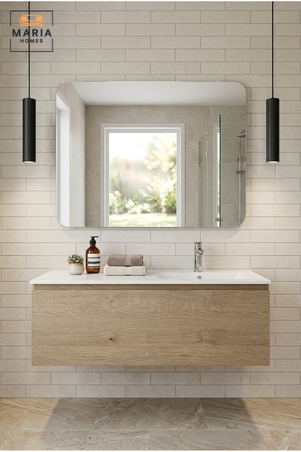 Frameless Rectangular Wall Mirror 80 × 60 cm with Soft Rounded Corners, Modern Decorative Mirror for Bathroom, Bedroom, Dressing Area, Hallway and Vanity