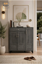 Modern 3 Door Storage Cabinet with Drawer Ð Multipurpose Organizer Cabinet for Living Room, Entryway & Bedroom