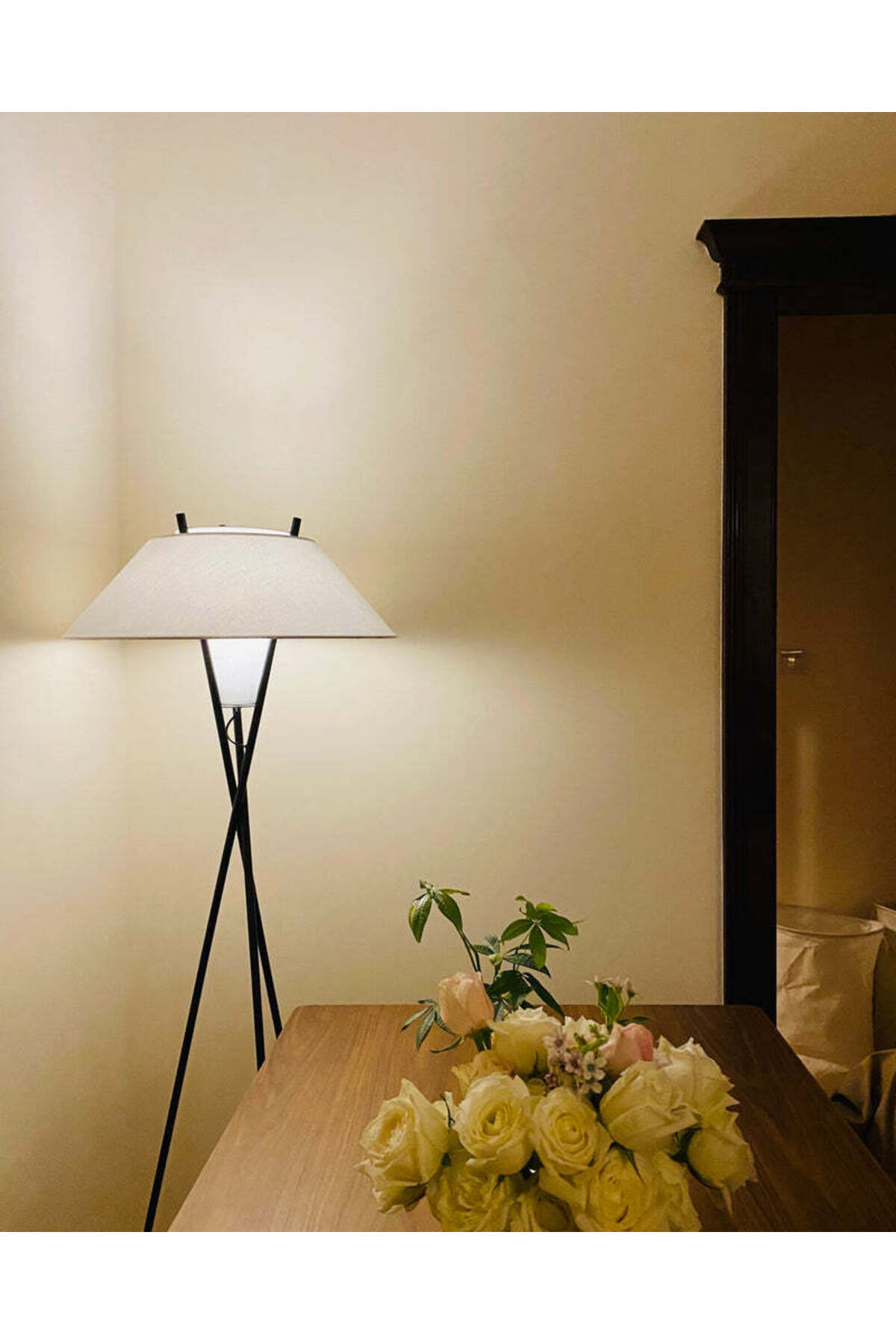 Modern Tripod Floor Lamp with White Cone Shade