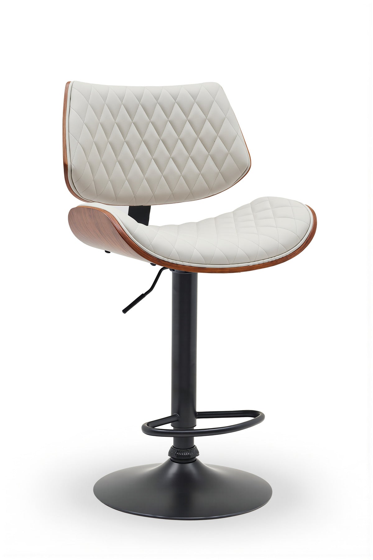 Off-White Adjustable Modern Bar Stool for Kitchen Island & Home Bar, Swivel, Cushioned, Stylish
