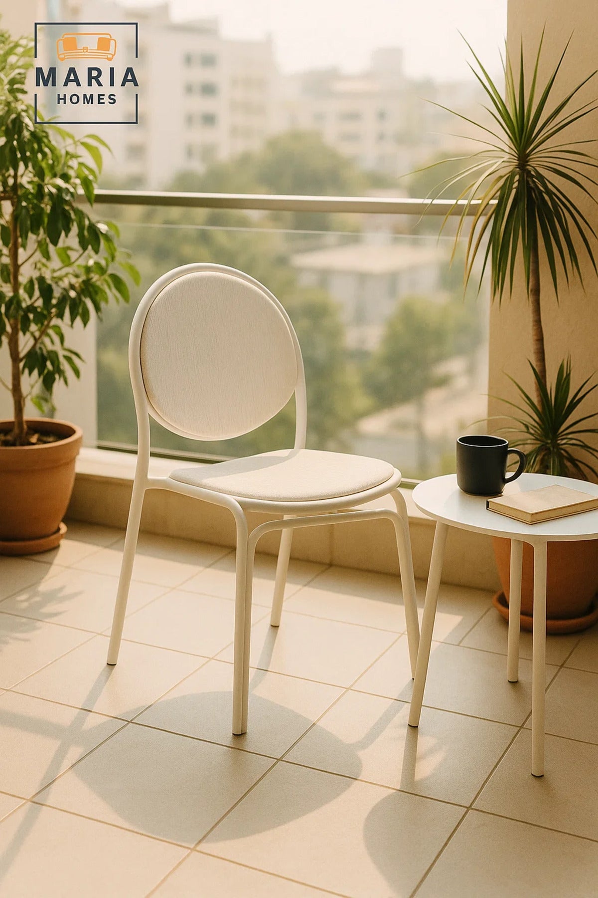 White Modern Metal Chair Indoor Outdoor Dining Balcony CafŽ Patio Terrace Home Furniture