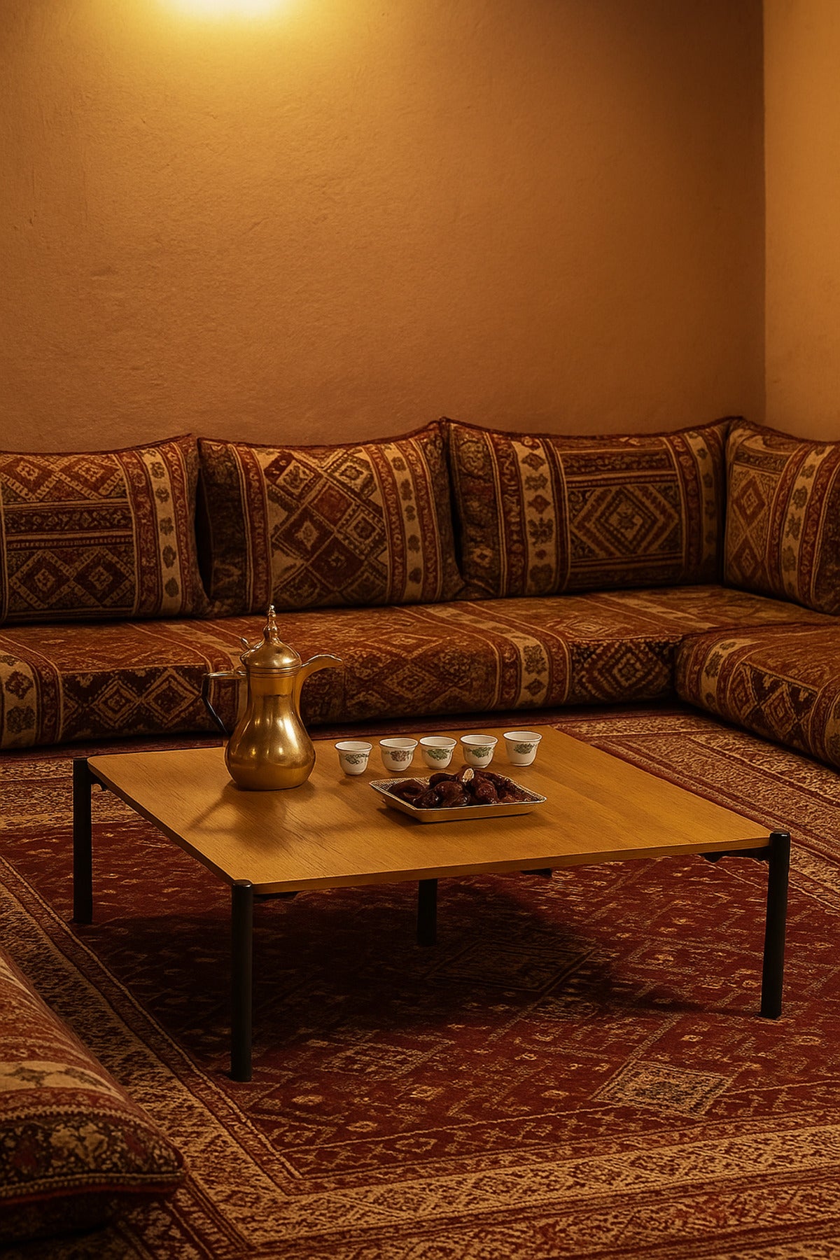 Modern Brown Square Coffee Table with Black Metal Legs Ð Contemporary Center Table 80_80_30 cm