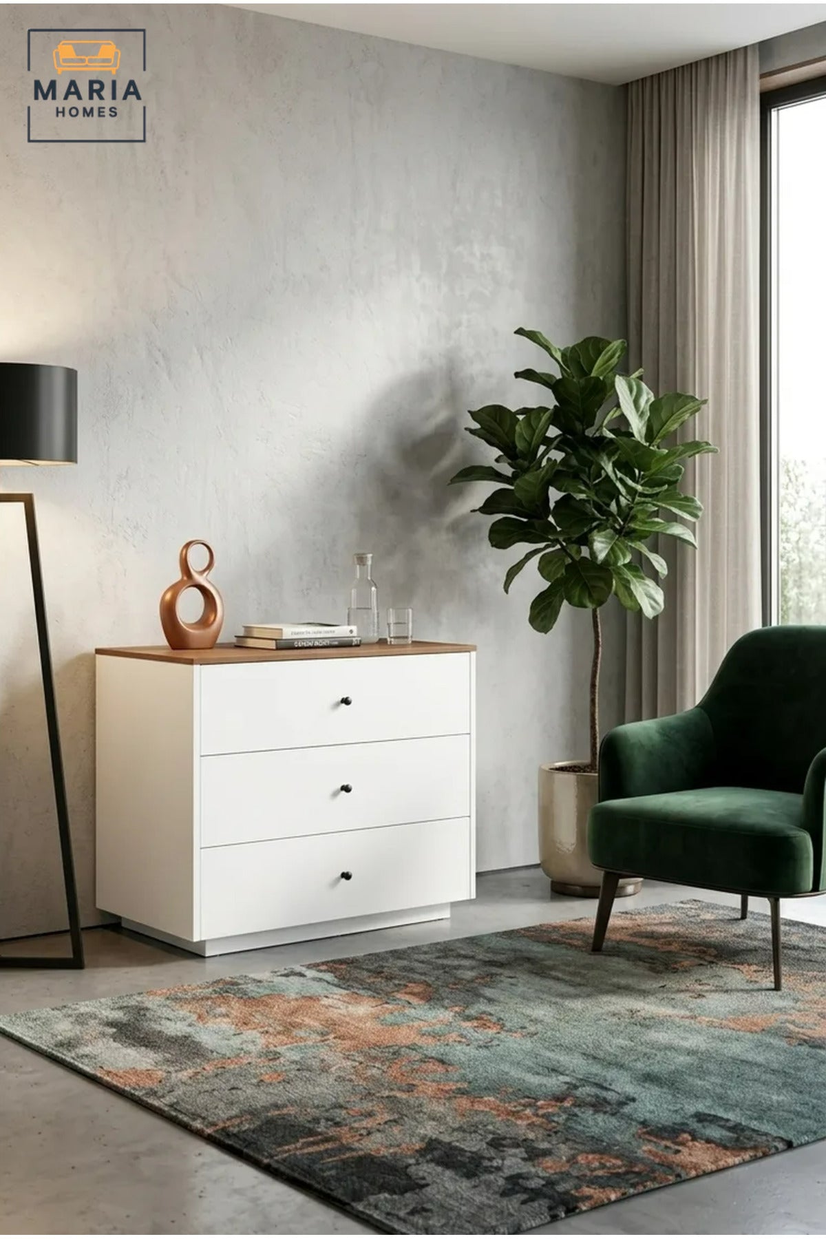 Modern 3-Drawer Chest with Wooden Top and Compact Storage Design, Freestanding Dresser Cabinet for Bedroom, Living Room, Hallway and Office