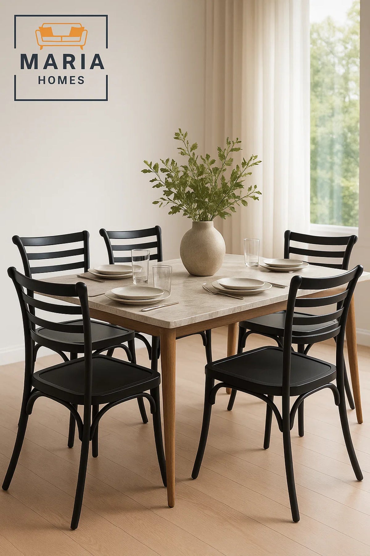 Black Stackable Plastic Dining Chair with Ladder Back
