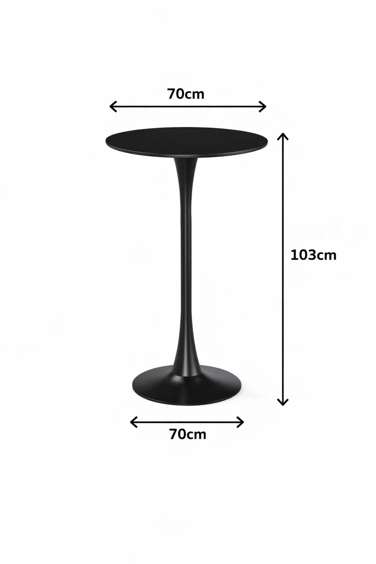 Round Bar Table √ê Modern Black Pedestal Pub Table, 103cm High Bistro Cocktail Table for Home, Caf≈Ω & Restaurant