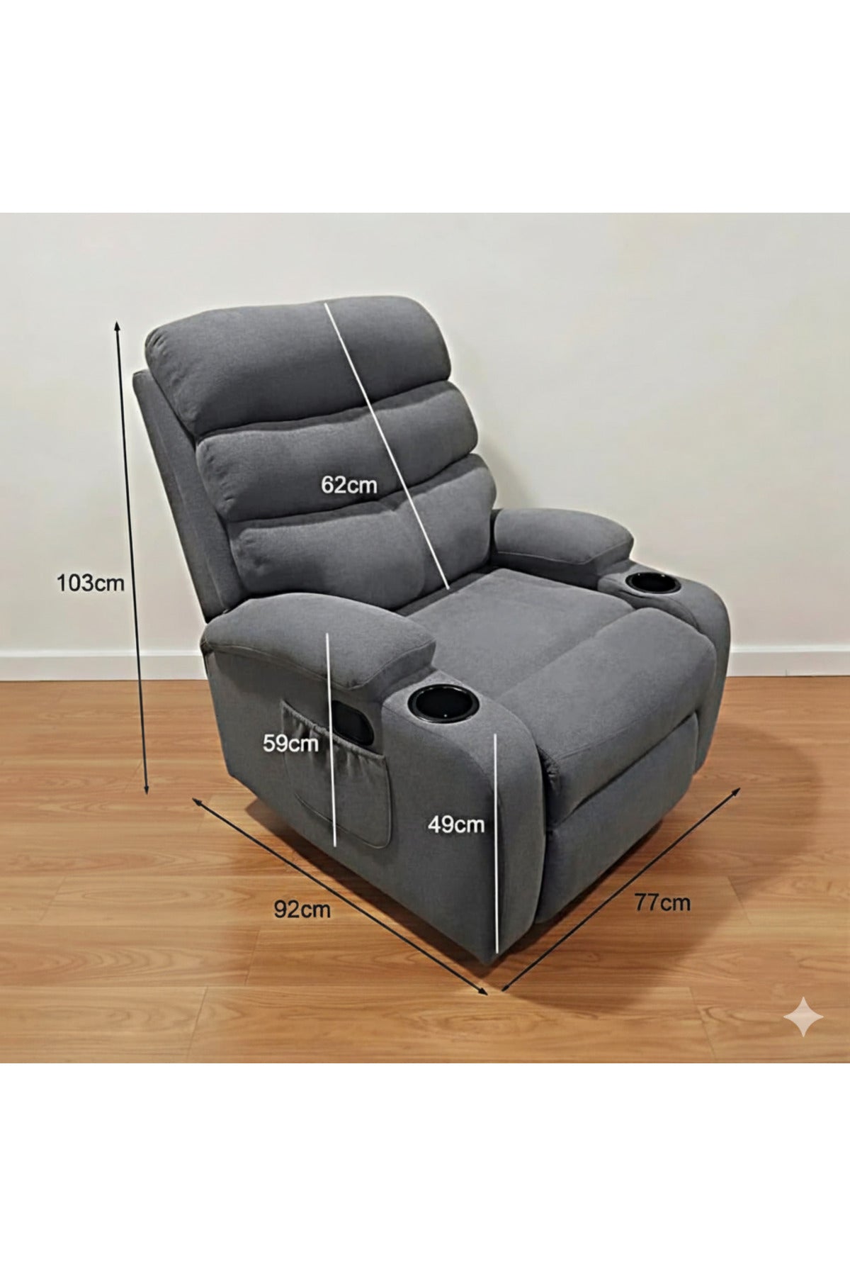Comfortable Recliner Chair with Cup Holders and Soft Upholstery - Perfect for Living Rooms and Home