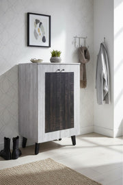 Modern GREY.B Storage Cabinet with Black Textured Panel & Elevated Legs