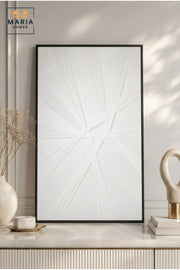 Modern White Geometric Framed Wall Art √ê Minimalist Abstract Textured Painting for Living Room, Bedroom & Office D≈Ωcor