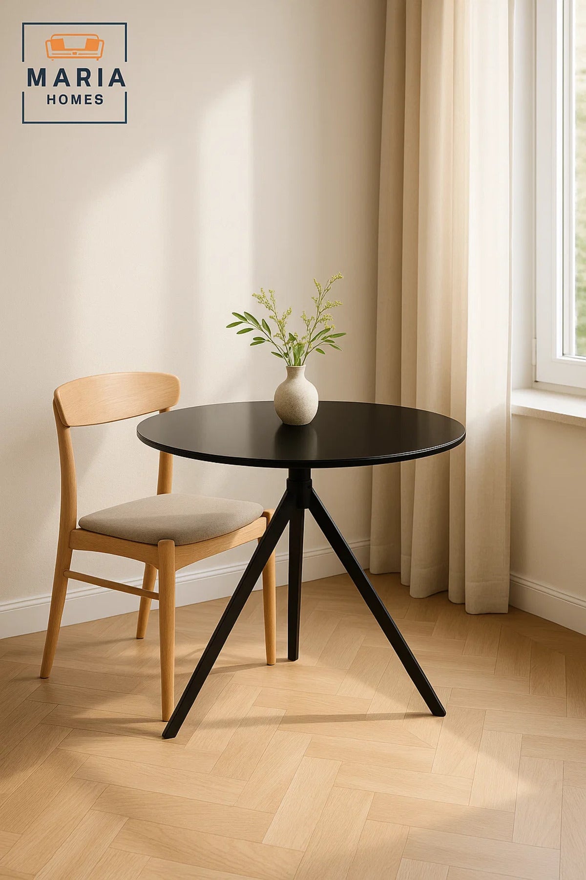 Round Black Dining Table √ê Modern Caf≈Ω, Restaurant, Office & Home Metal Furniture 80_80 cm