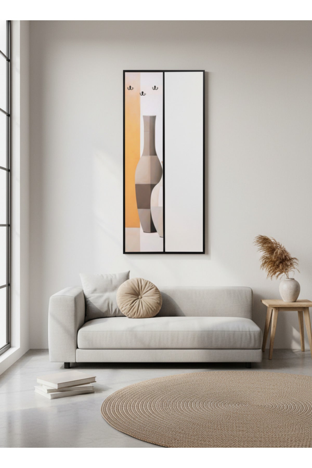 Modern Wall Mirror with Coat Hooks 180x80cm Decorative Entryway Panel modern wall