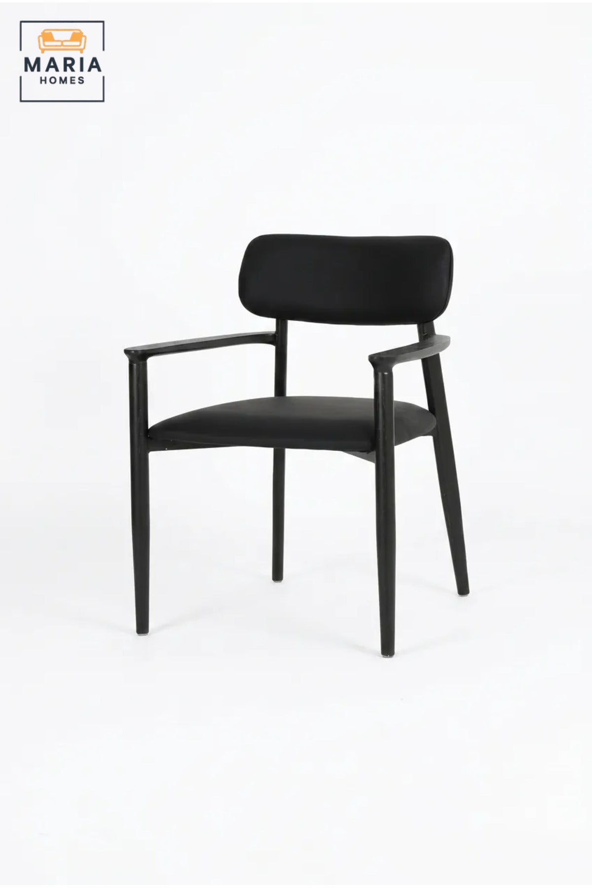 Modern Black Dining Chair with Armrests, Cushioned Backrest and Upholstered Seat for Dining Room, Kitchen, Restaurant, Café and Office
