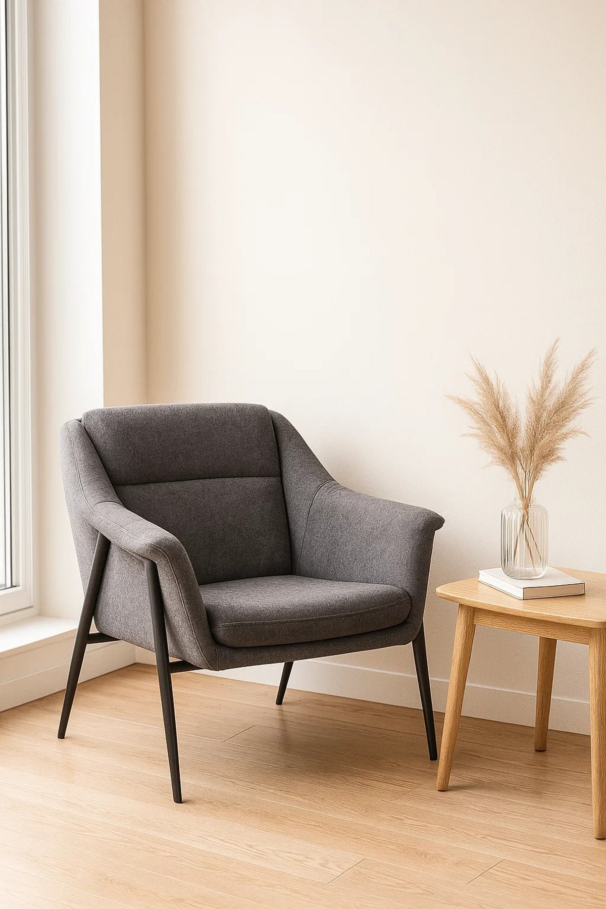 Modern Armchair with Metal Legs, Elegant Comfortable Accent Chair for Living Room