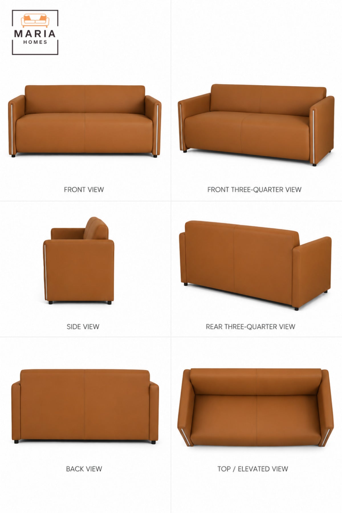 Modern 3 Seater Upholstered Sofa with Padded Seat and Sleek Armrests | Contemporary Couch for Living Room, Office, Reception & Lounge