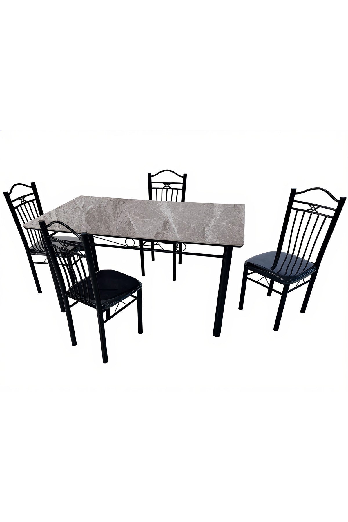 Modern Marble Dining Table Set with Cushioned Chairs 1+4 Seating for Contemporary Spaces