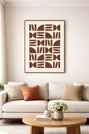 Abstract Geometric Wall Art with Wooden Frame 123 x 83 cm