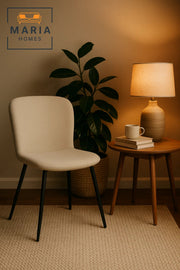 Cream Upholstered Dining Chair with Metal Legs