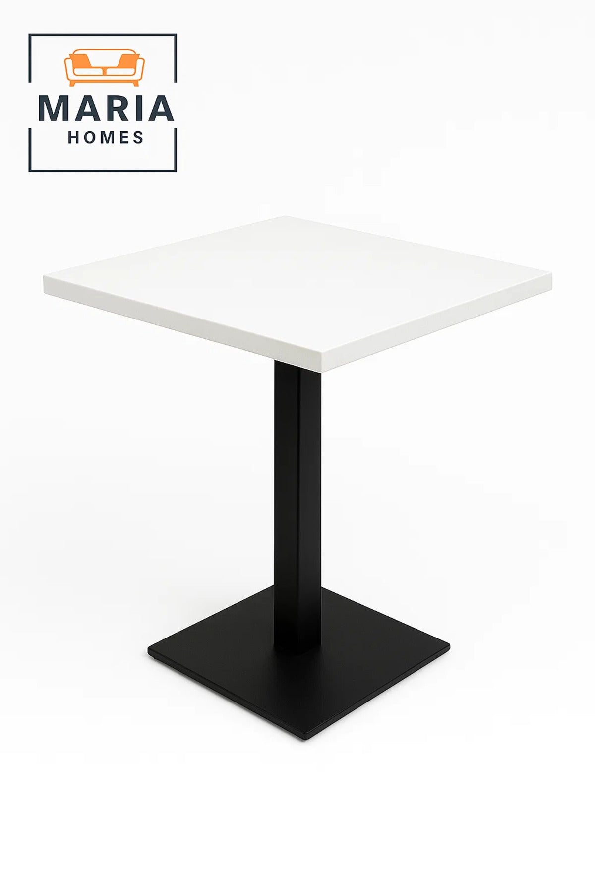 Square Dining Table with Black Metal Base Ð White Marble Finish-size 73*70*70CM