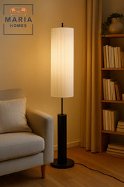 Modern Tall Floor Lamp with White Pleated Shade