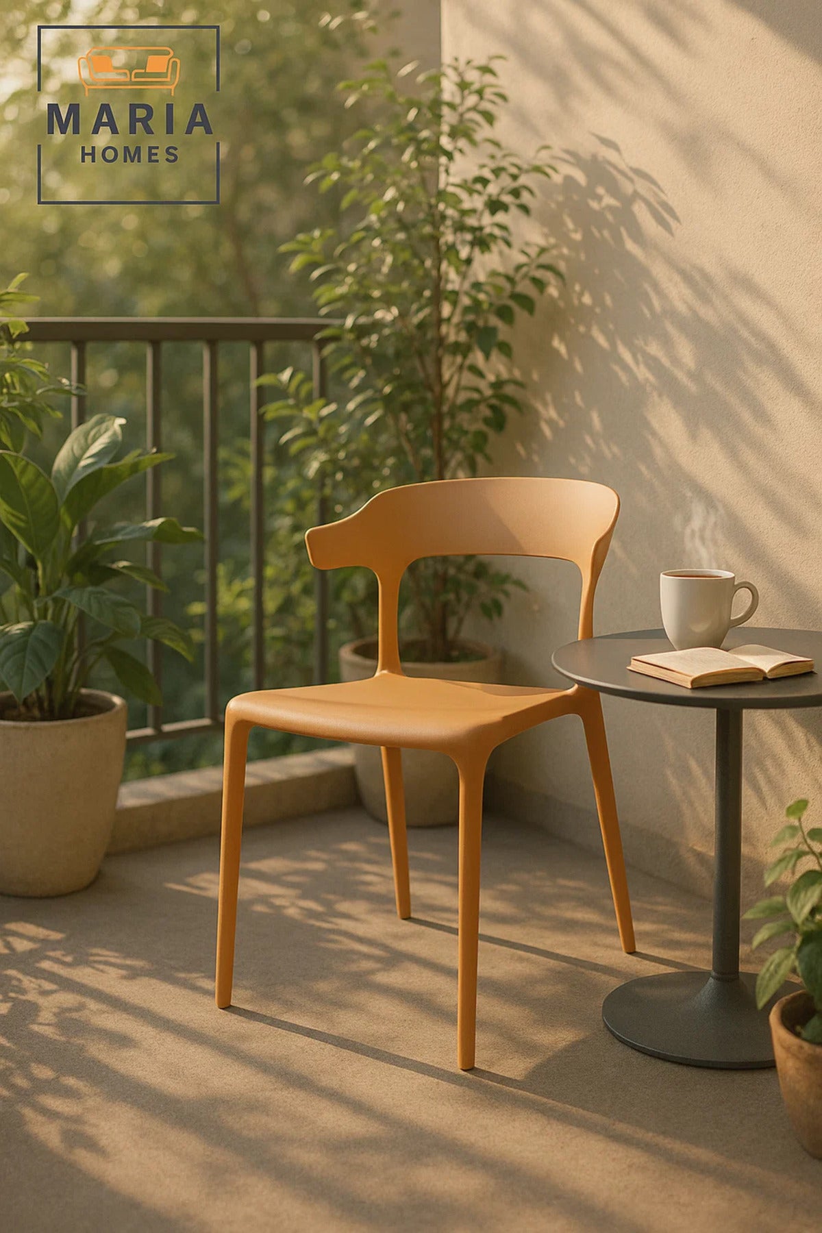 Camel Plastic Dining Chair √ê Modern Lightweight Armless Chair for Indoor and Outdoor Seating