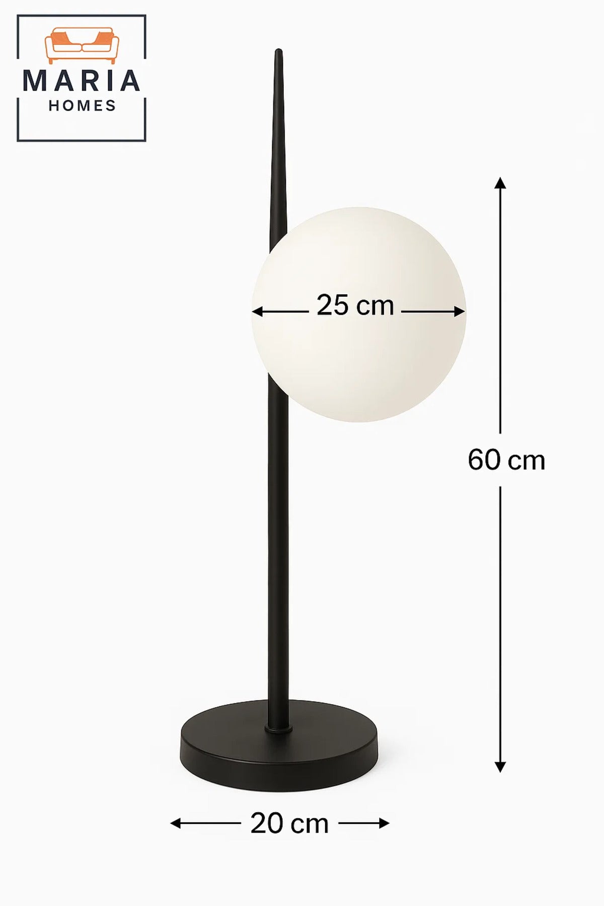 Minimalist Globe Table Lamp with Matte Black Stand