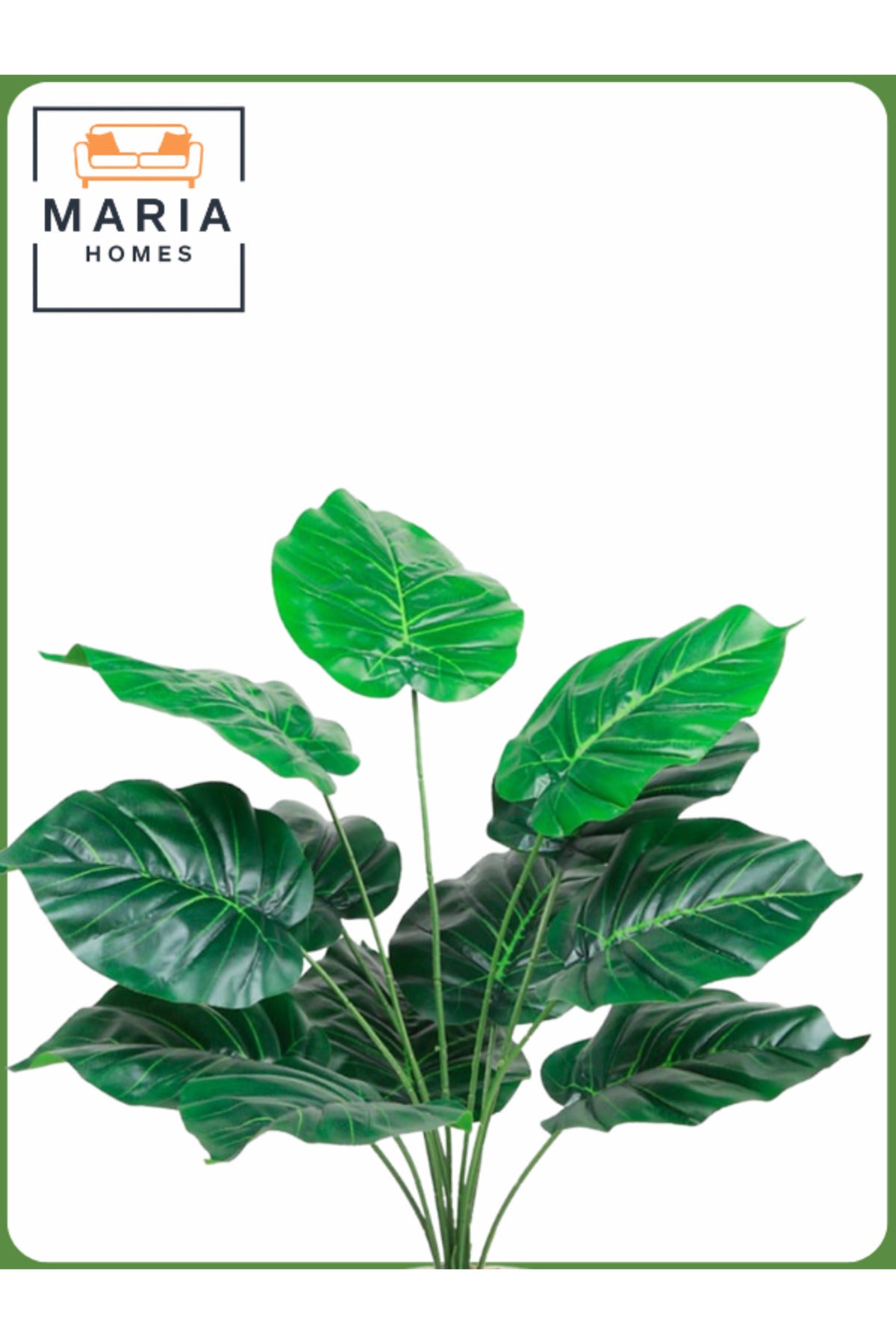 Artificial Green Heart Leaf Plant 55 cm – Decorative Indoor Shrub with White Pot