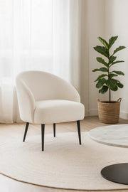 Modern Fabric Accent Armchair, Cozy Lounge Chair for Living Room, Bedroom & Office Seating (White)
