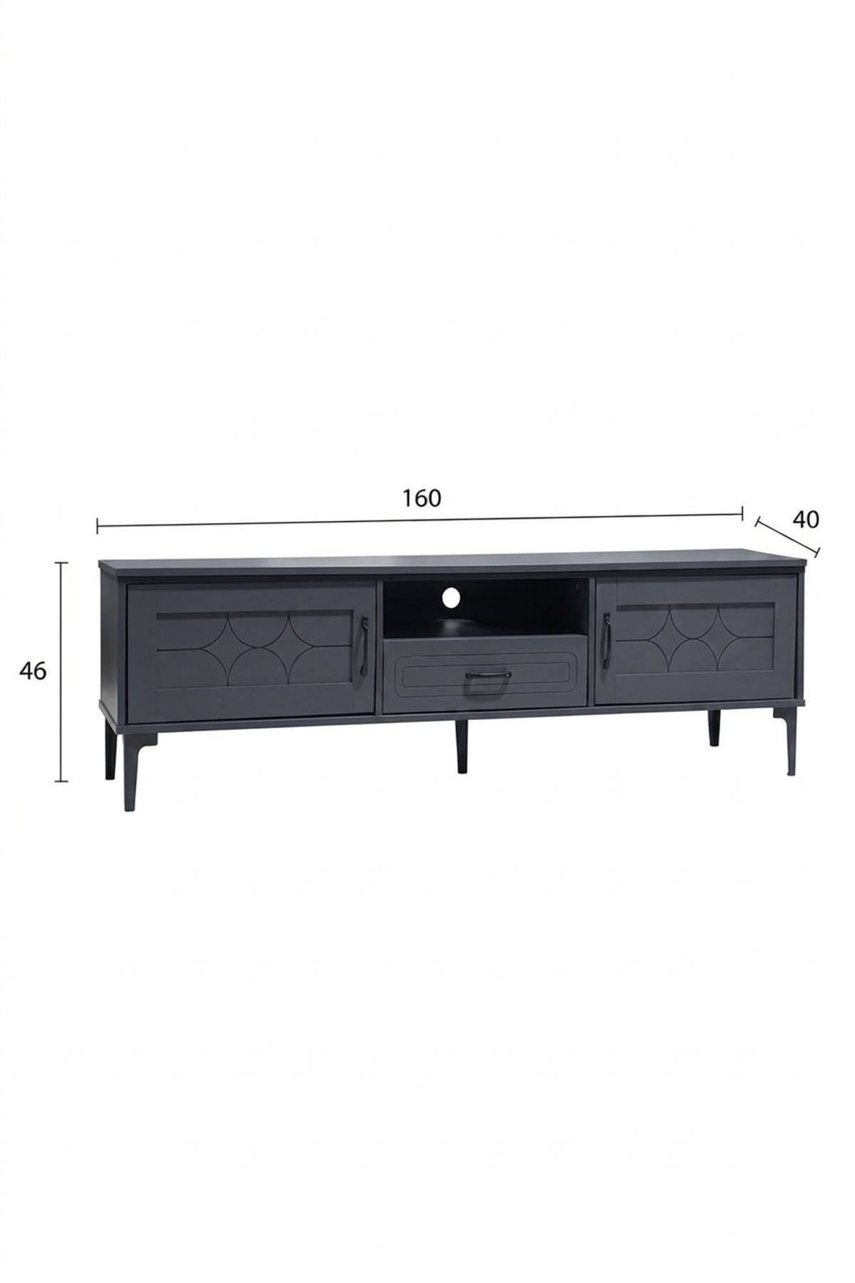 Modern TV Stand Entertainment Center Media Console with Storage Cabinet and Drawers Grey
