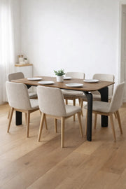 Modern Brown Dining Table DT-808 Ð 130_80_75 cm | Wooden Top Table with Black Designer Legs