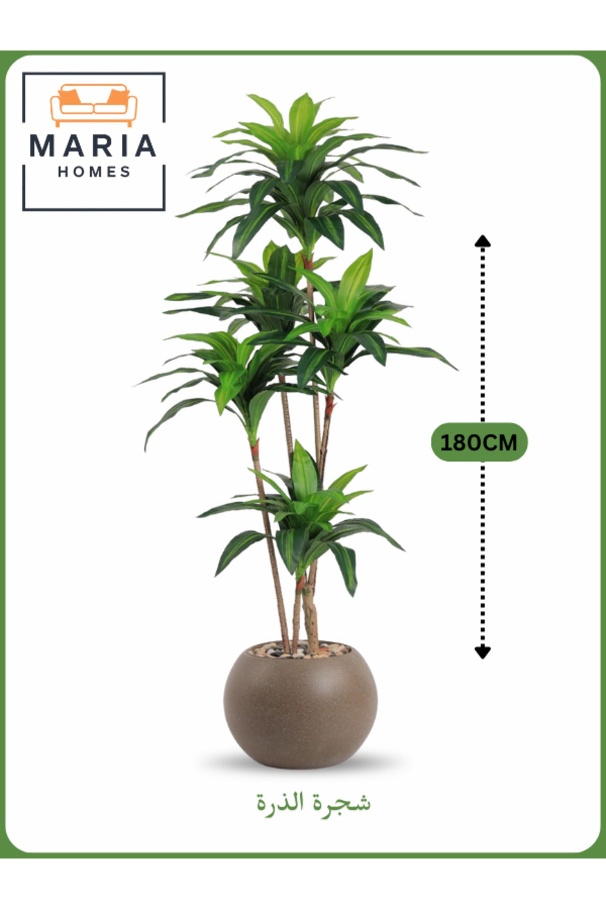 Artificial Corn Leaf Tree 180 cm Ð Indoor Faux Plant with Brown Pot