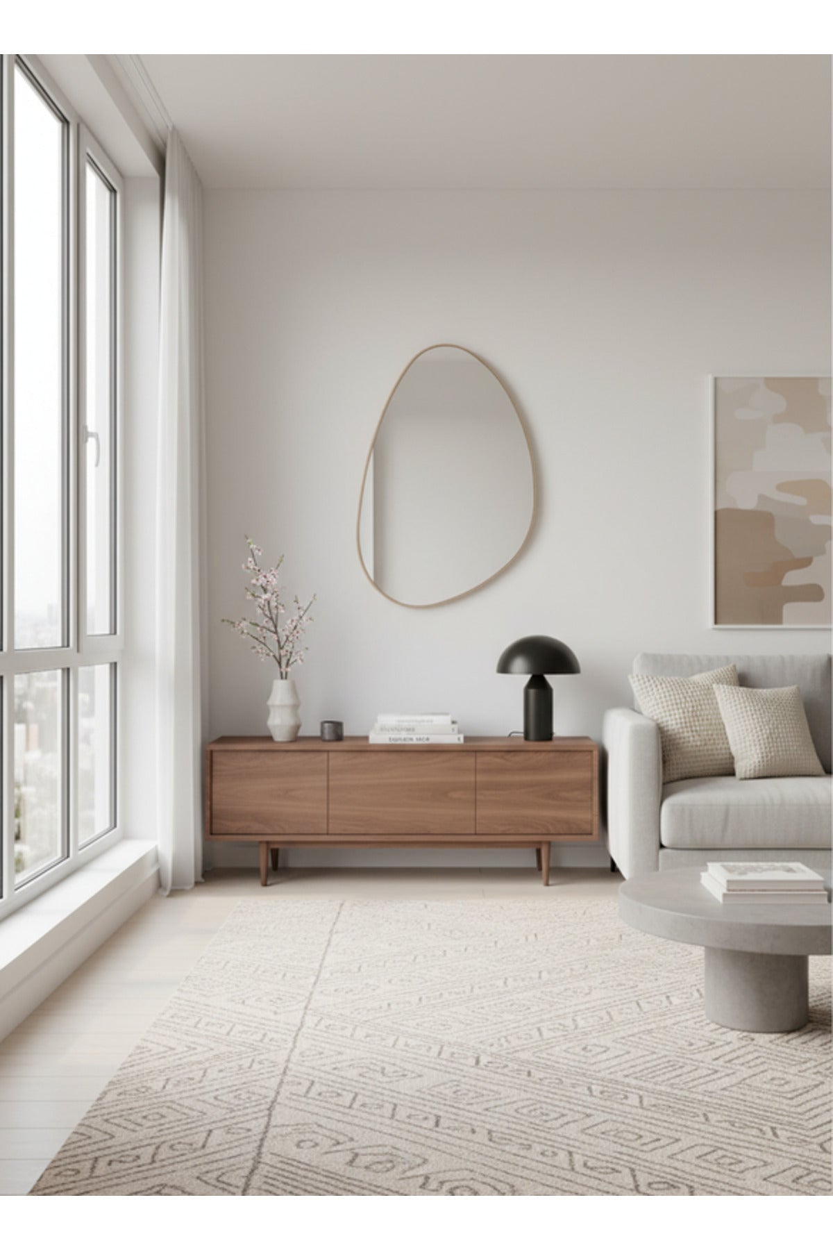 Modern Irregular Wall Mirror with Minimal Frame for Bathroom & Entryway