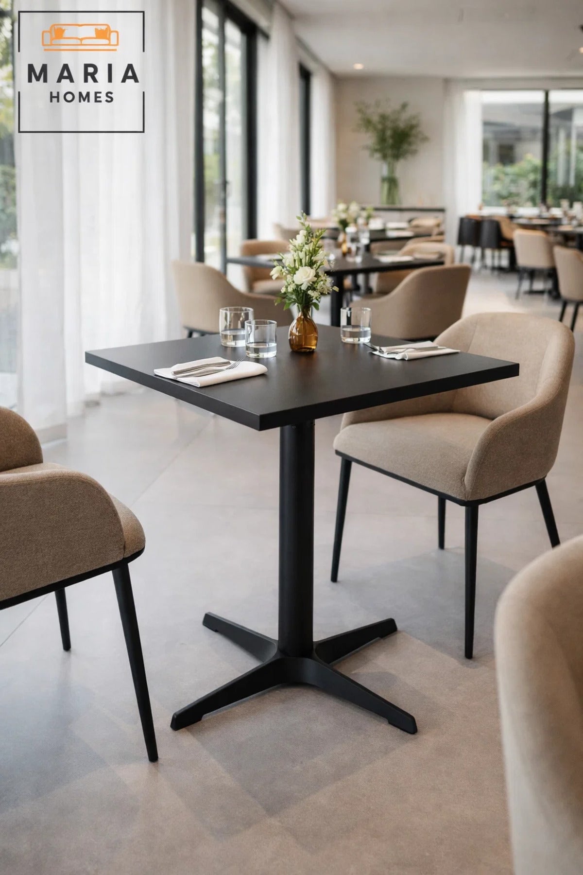 Black Square Table 60_60_73 cm Ð Modern CafŽ & Dining Table