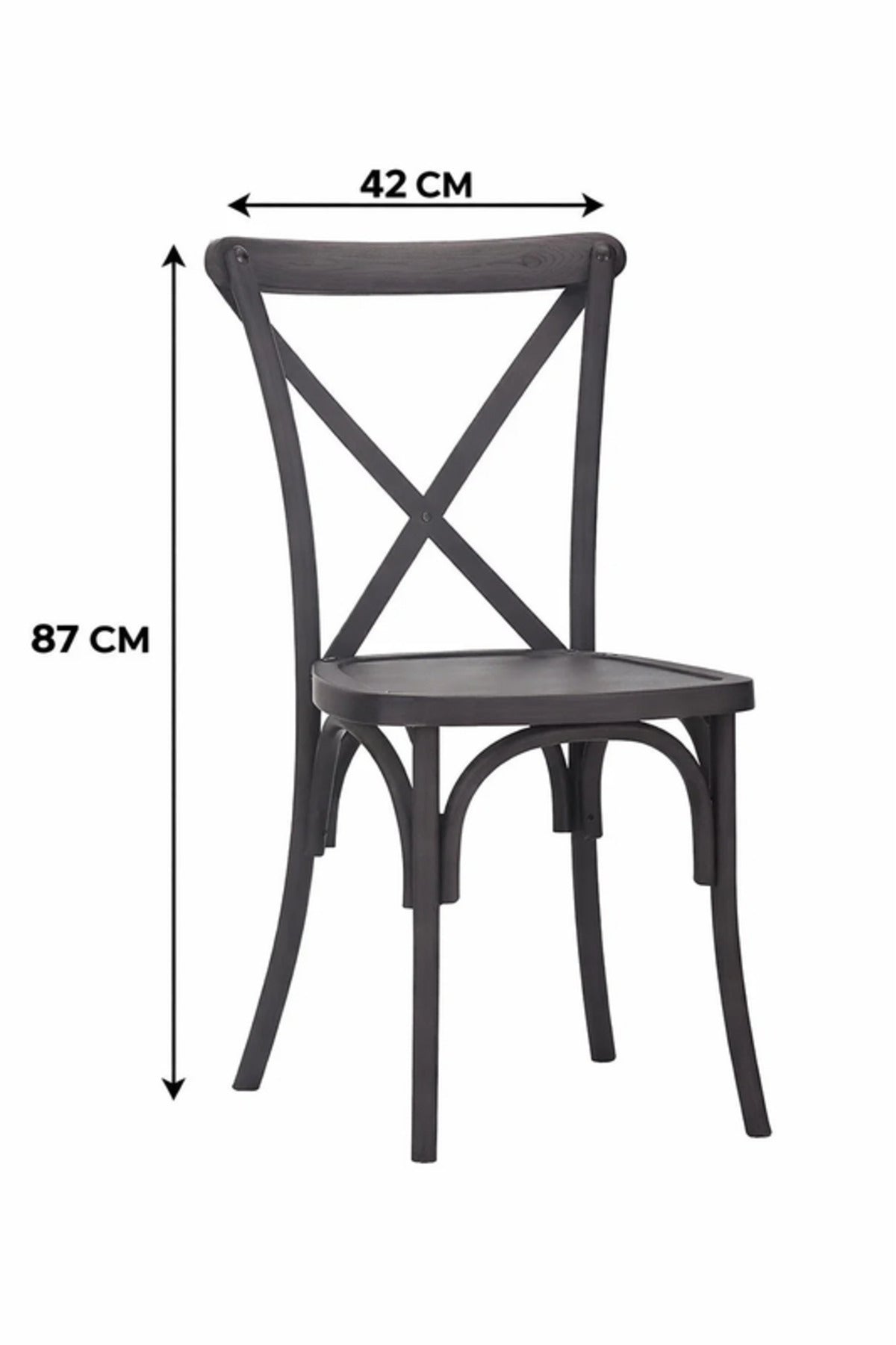 Dark Coffee Cross Back Wooden Dining Chair 42x43x87cm Caf≈Ω Restaurant dark coffee cross