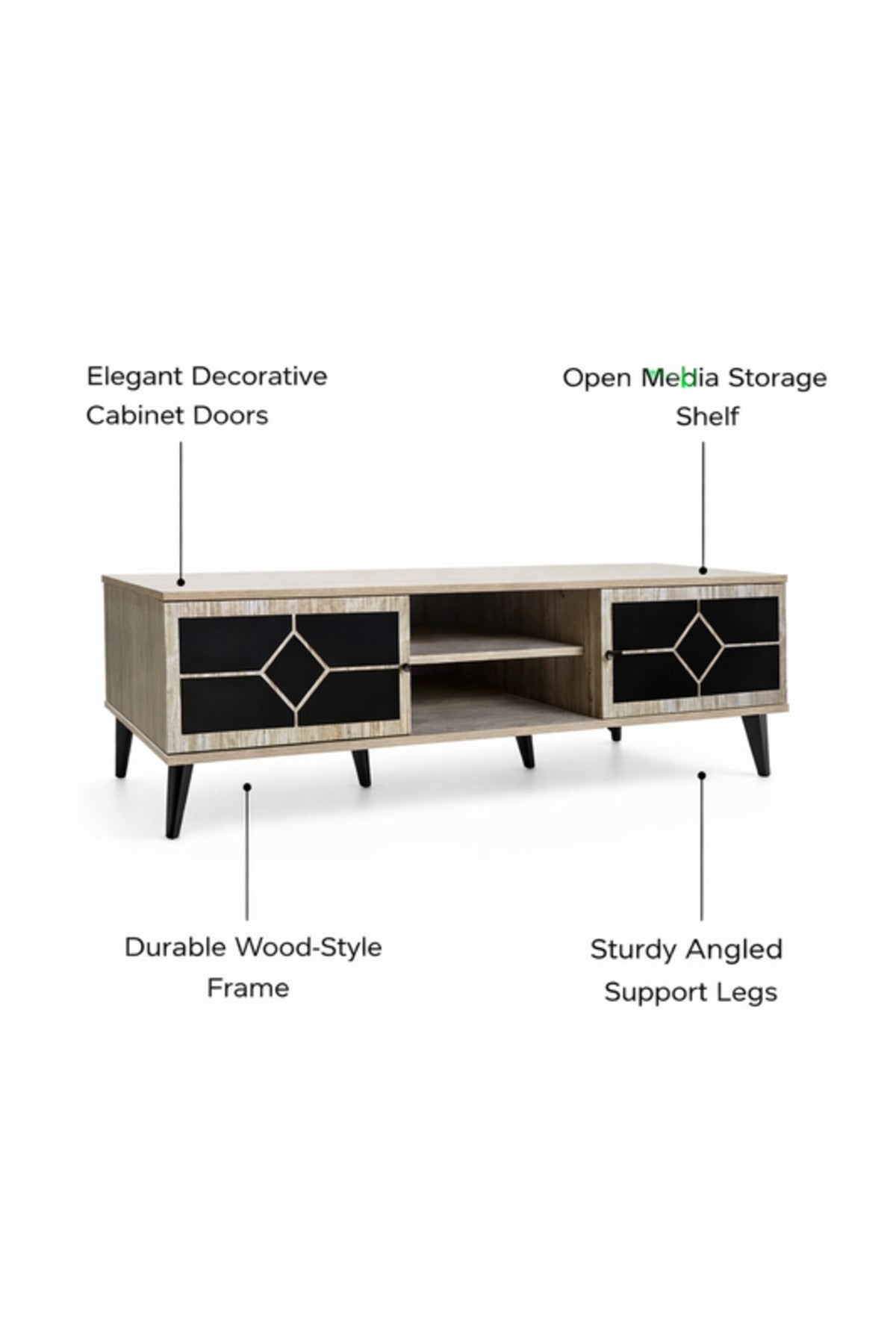Modern Beige TV Stand with Storage Cabinets 180 _ 40 _ 45 cm