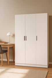 Modern 3-Door Wardrobe White Color with Shelves & Hanging Rail Ð 160_54_200 cm