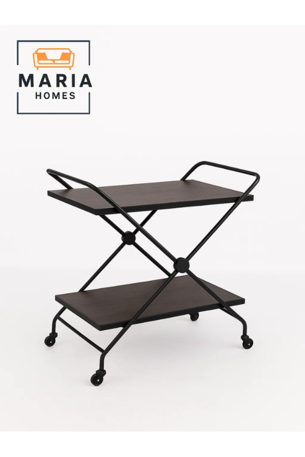 Coffee 2-Tier Serving Trolley with Wheels Ð Kitchen & Living Room Utility Cart 70_40_84 cm