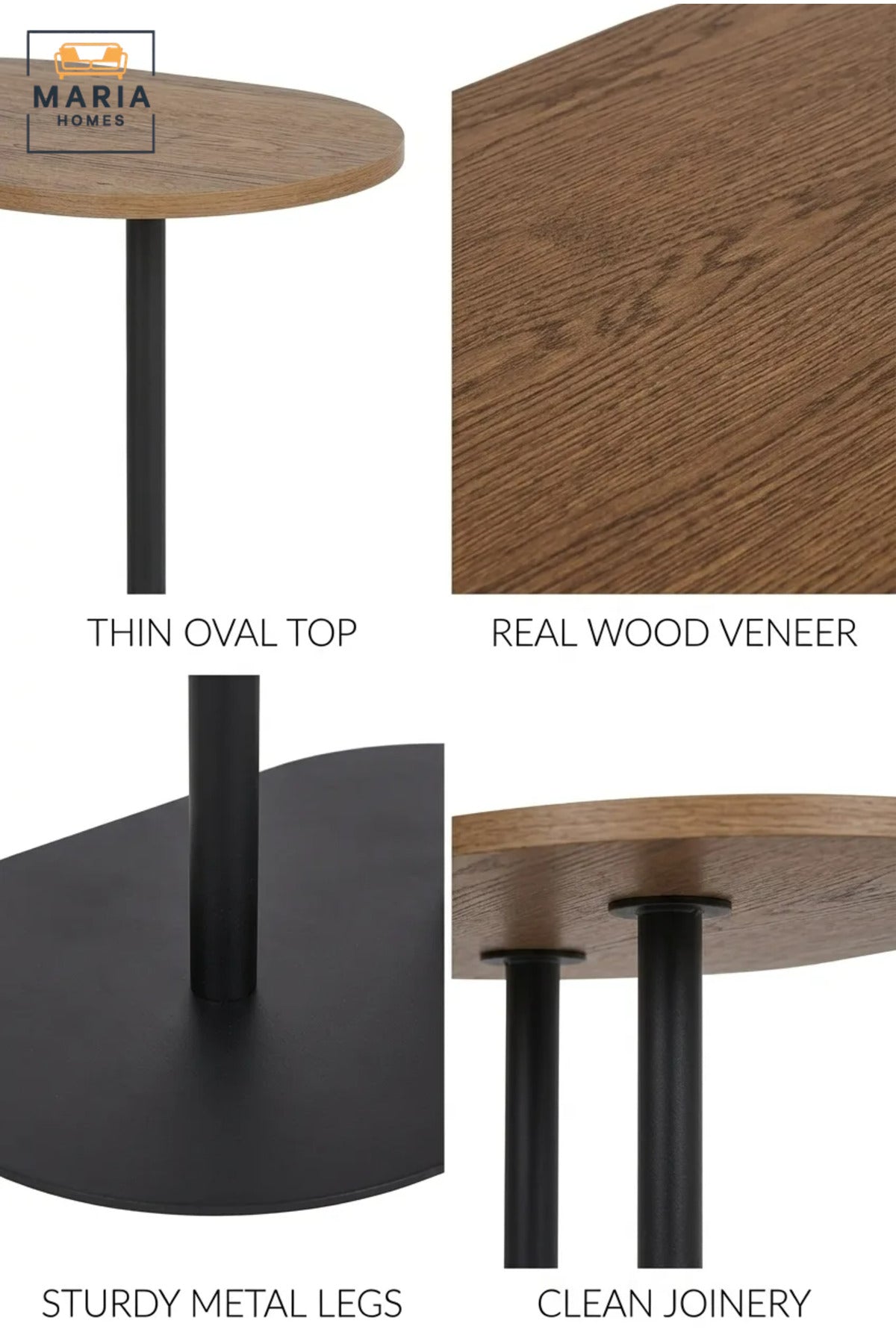 Modern Round Side Table with Wooden Top & Pedestal Base, Contemporary End Table for Living Room, Bedroom, Office & Lounge