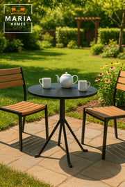 Modern Black Round Metal CafŽ Table with Tripod Base