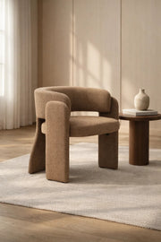 Luxury Coffee Fabric Dining Chair Modern Upholstered Armchair for Living Room Bedroom Interior