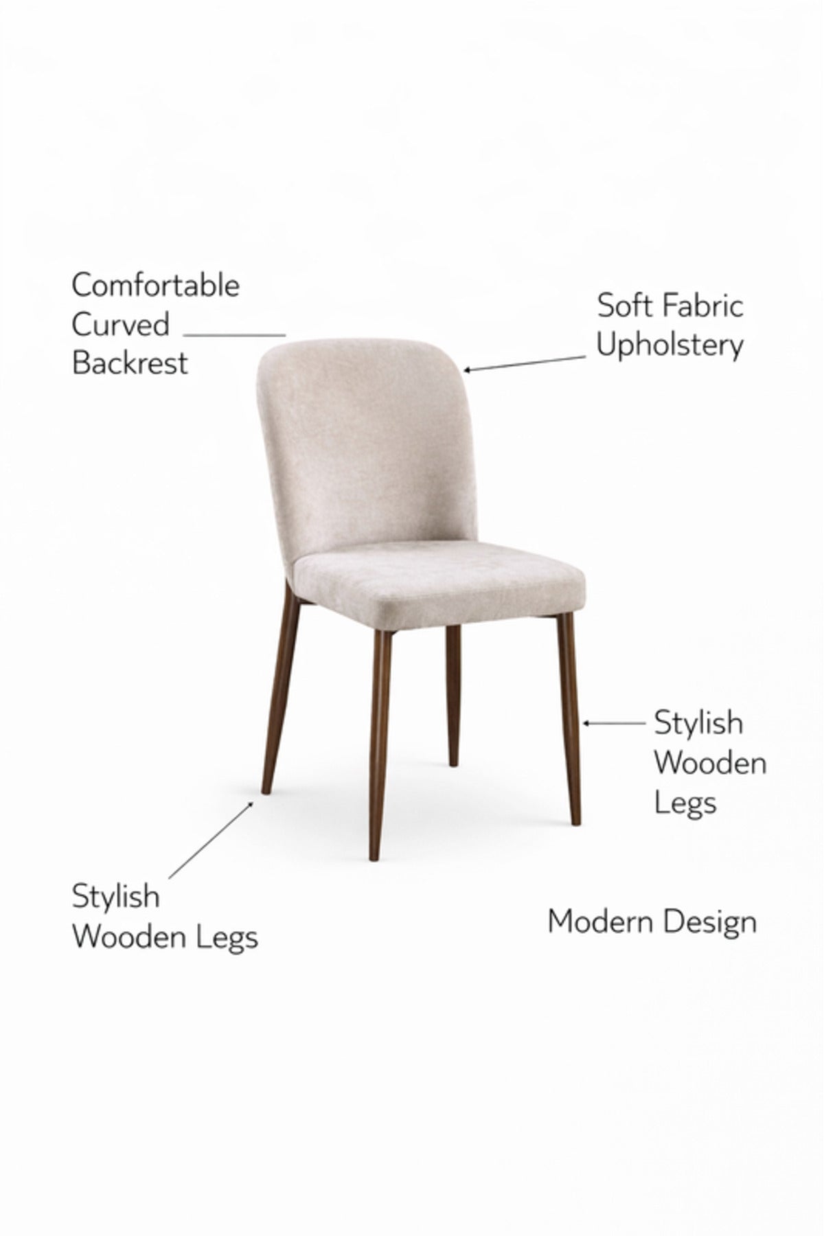 Premium Dark Beige Fabric Dining Chair with Elegant Dark Legs for Stylish Kitchen Dining Area