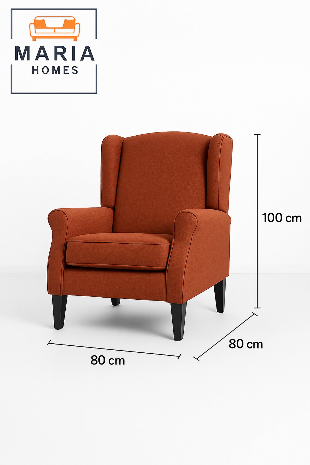 Orange Wingback Armchair Ð Modern Accent Chair with High Back and Soft Cushion