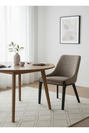 Modern Coffee Fabric Dining Chair with Black Wooden Legs for Dining Room Seating