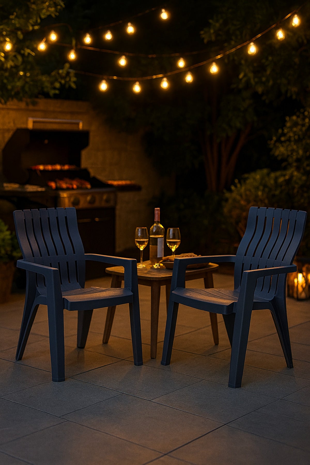 Durable Grey Plastic Arm Chair for Outdoor & Indoor Ð Stackable Garden & Patio Seating